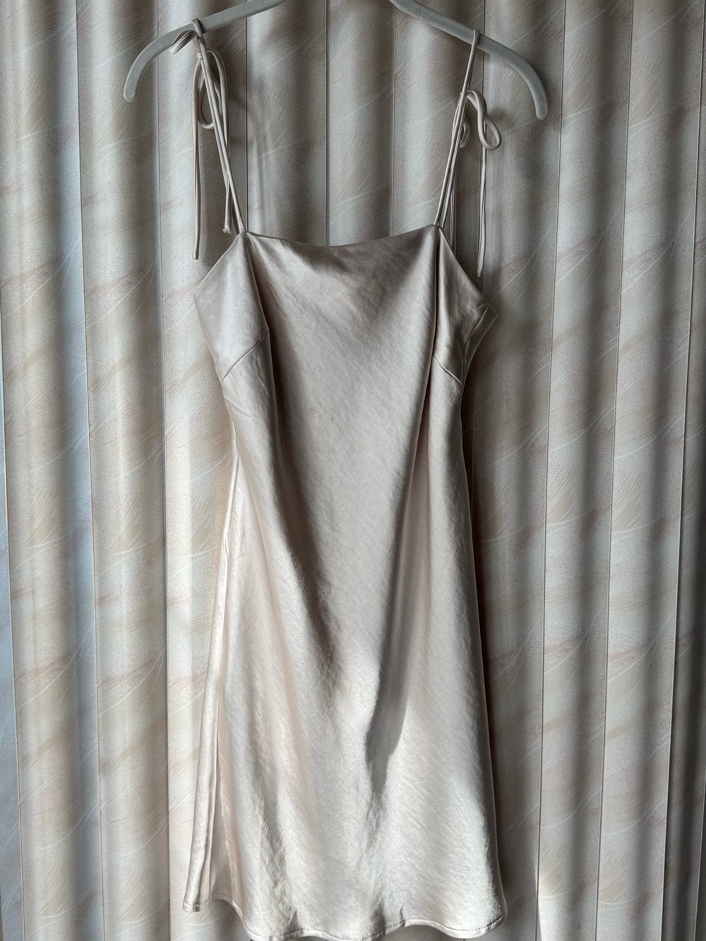 Princess Polly Satin Slip Dress with Tie Straps - Cream